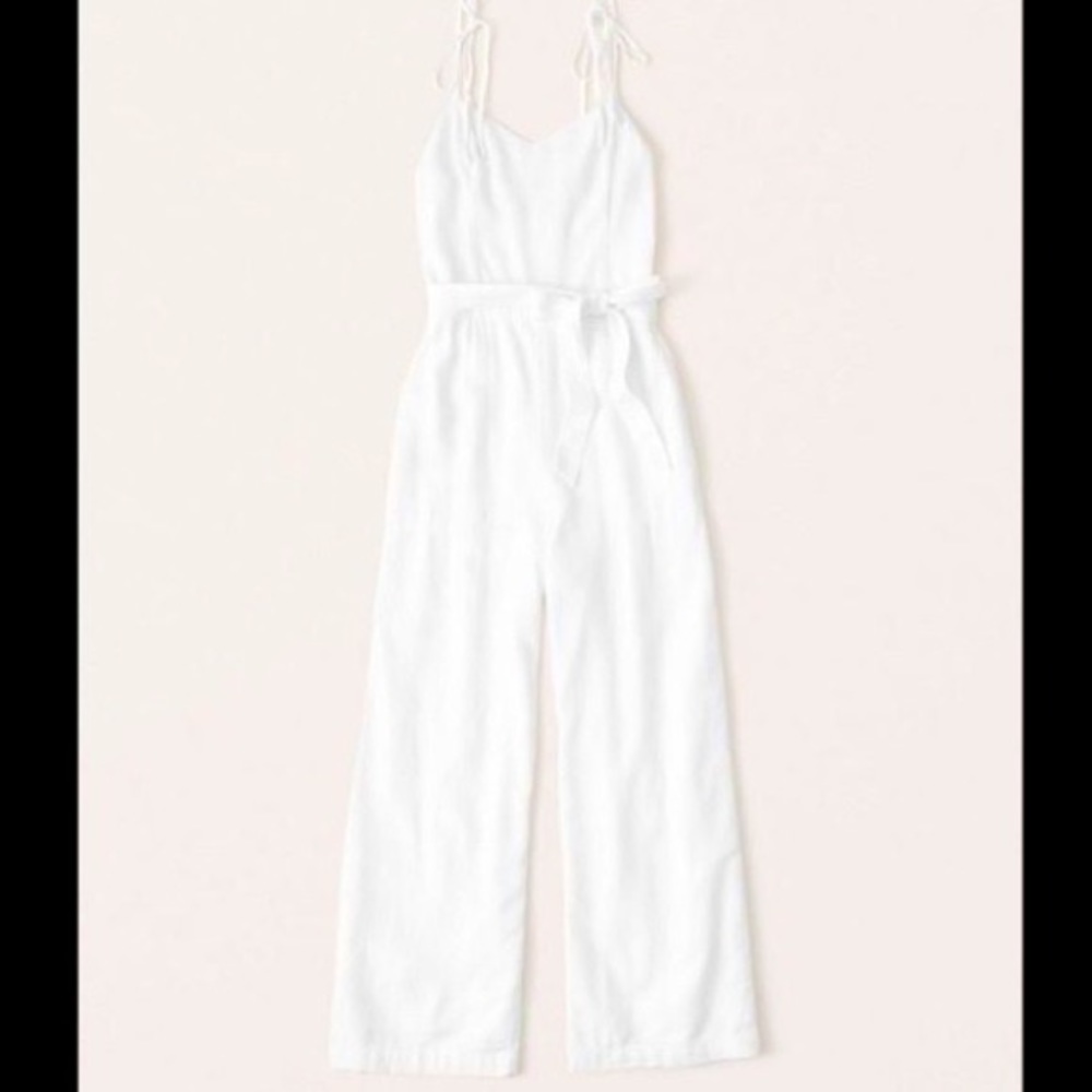 NWT Tie Strap Linen Blend Jumpsuit - Abercrombie